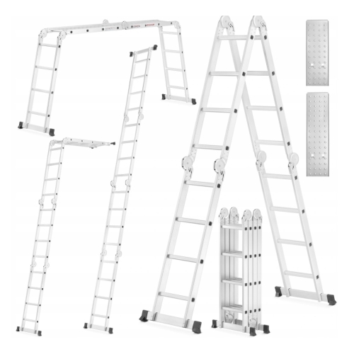 Kĺbový hliníkový rebrík 4x4 s plošinou